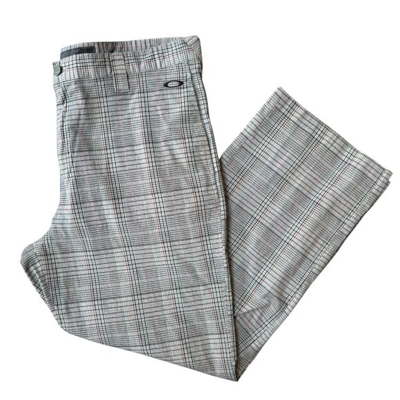 Oakley Mens Golf Pants Gray Plaid Chino Performance Lightweight 36x28 - Picture 1 of 6